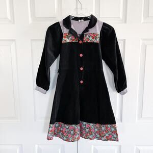 Vintage C&A Western Corduroy Shirt Dress Floral Prairie Cottagecore